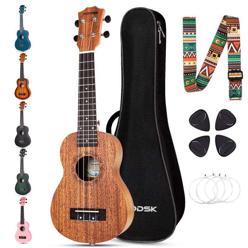 AODSK Concert Ukulele for Beginner 23 Inch Uke with Gig Bag Strap Nylon String 4 Picks Holiday Gift - Image 1