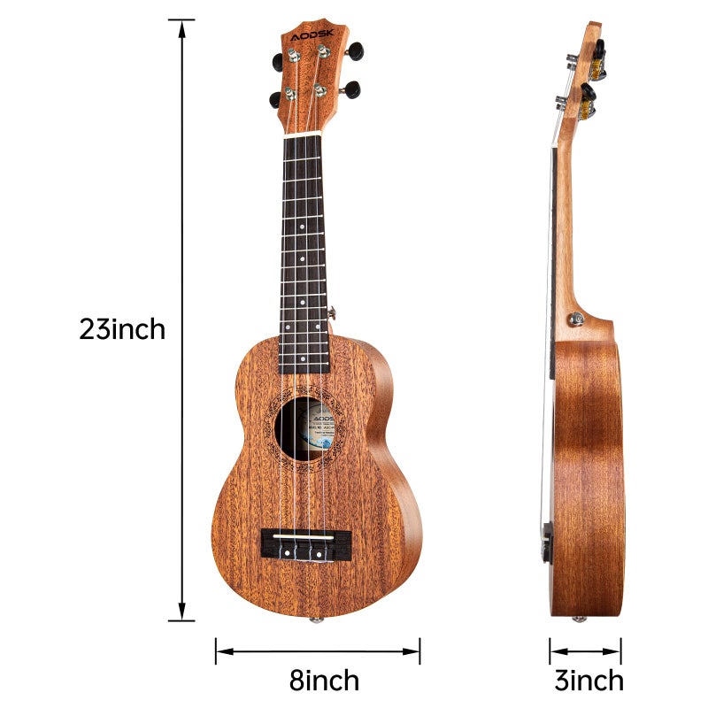 AODSK Concert Ukulele for Beginner 23 Inch Uke with Gig Bag Strap Nylon String 4 Picks Holiday Gift - Image 3