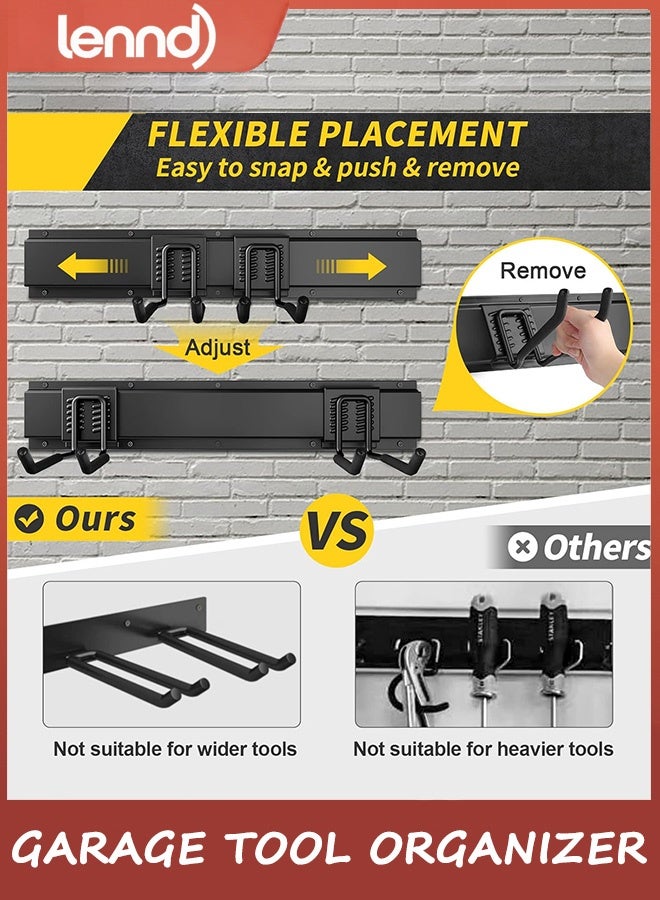 لينند تخزين المرآب، تنظيم المرآب، منظم أدوات الحديقة المثبت على الحائط، خطافات تعليق معدنية شديدة التحمل قابلة للتعديل 200 كجم، نظام تعليق رف الفناء، حامل مجرفة وممسحة ومكنسة، هدية للرجال - Image 5
