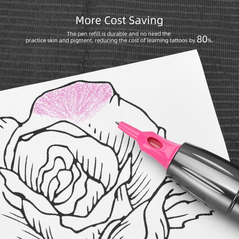 Ballpoint Pen Tattoo Cartridges with Membrane 20pcs Apprentice Cartridge Tattoo Needles with Ball Point for Pen Tattoo Dotwork Drawing Practice on Papers for Beginners and Artists - Image 2