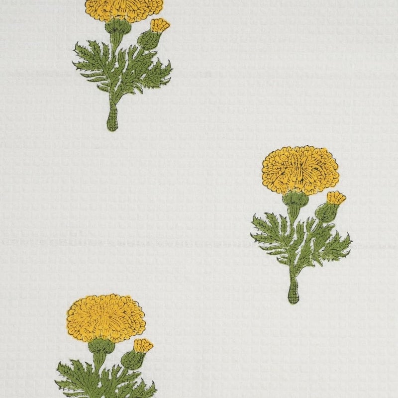 Peepul Tree Hand Block Printed Hand and Bath Towels, Super Absorbent, Soft & Faster Drying, Floral Printed 100% Pure Cotton, 240 GSM (Yellow, 2 Hand 40 x 61 cms and 1 Bath 76 x 152 cms Towel Set) - Image 3