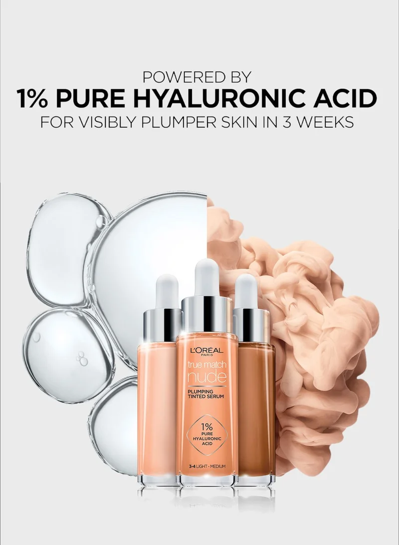 L'OREAL PARIS True Match Nude, Plumping Tinted Serum, Shade 4-5 Medium