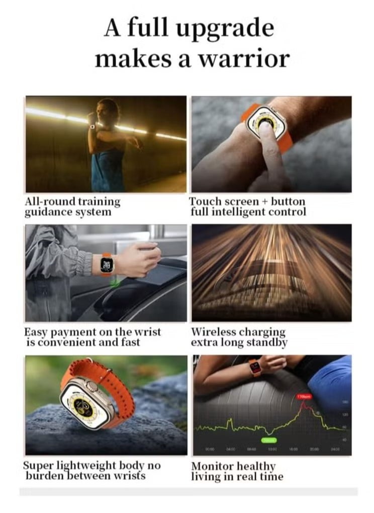 W&O - X8 Ultra MAX Smartwatch Screen 2.2 Inch 485*520 Pixels - Wearfit PRO - Bluetooth V5.2 (Orange) - Image 1