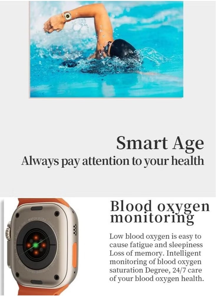 W&O - X8 Ultra MAX Smartwatch Screen 2.2 Inch 485*520 Pixels - Wearfit PRO - Bluetooth V5.2 (Orange) - Image 1
