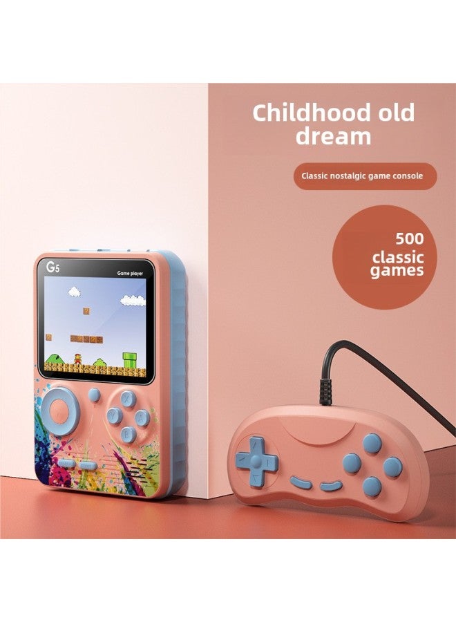 G5 Handheld Game Machine 500-in-one Macaron Arcade Super Mary Doubles Handle Handheld Wholesale-Product Color:2.8inch-Model:Lotus Root Pink [double]  - Image 3