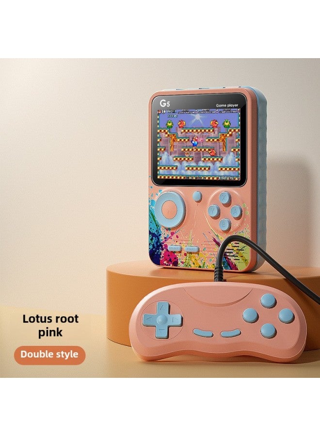 G5 Handheld Game Machine 500-in-one Macaron Arcade Super Mary Doubles Handle Handheld Wholesale-Product Color:2.8inch-Model:Lotus Root Pink [double]  - Image 1
