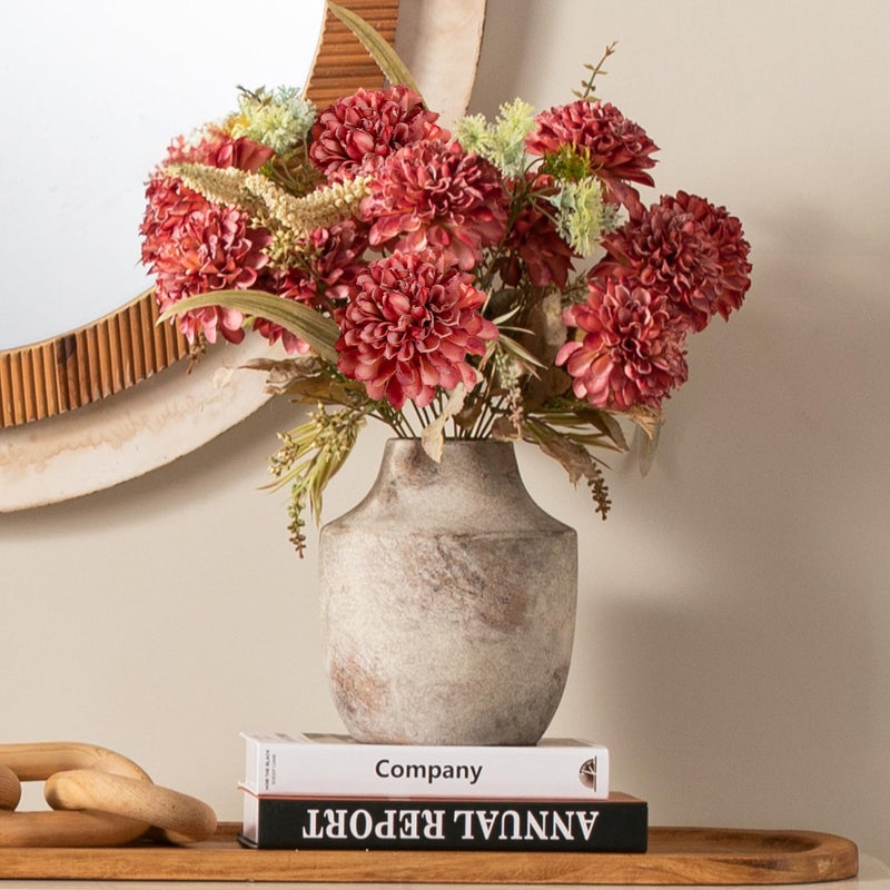 Mitt&Ditt Ceramic Flower Vase, 7.5 inch Off-White Farmhouse Rustic Vase, Handcrafted Weathered Pottery Vases, Small Flower Terracotta Vases for Home Decor, Living Room, Table, Shelf - Image 3