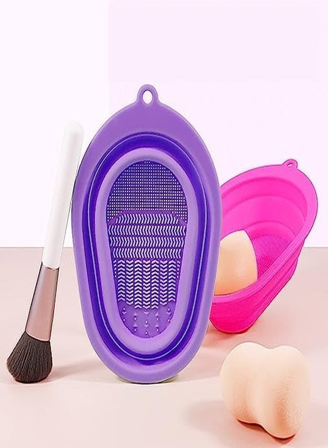 LISHER Makeup Brush Cleaning Mat, Sponge Silicone Makeup Brush Scrubber, Cosmetic Brush Cleaner, Brush Cleaning Pad, Foldable makeup brush cleaning Bowl - (Pack Of-1) (Multicolour) - Image 5