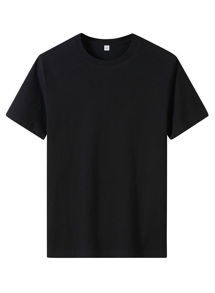 Crewneck T-Shirt Summer Solid Cotton Loose-fit T-Shirt Trendy Casual Short Sleeves  - Image 2