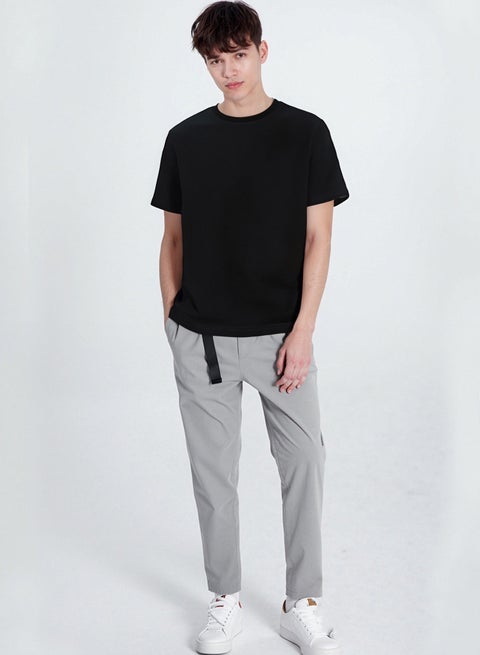 Crewneck T-Shirt Summer Solid Cotton Loose-fit T-Shirt Trendy Casual Short Sleeves