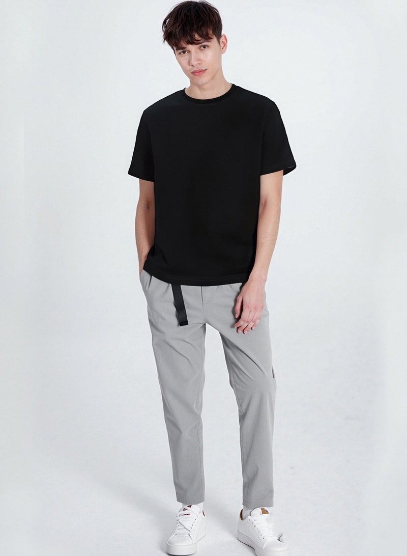 Crewneck T-Shirt Summer Solid Cotton Loose-fit T-Shirt Trendy Casual Short Sleeves  - Image 1