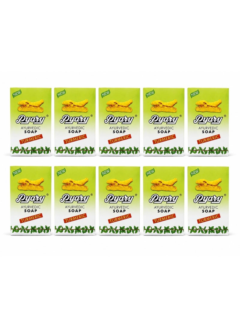 Pyary 10 Pcs Pyary Natural Turmeric Soap Bars 75g – Skin brightening, purifying, and anti-acne - Image 1