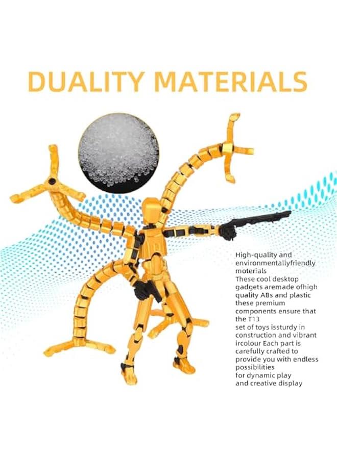 Arabest T13 Action Figure Assembly Completed, Upgraded 3D Printed T13 Action Figure, The Dummy 13 is Very Suitable for Office Desks and Birthday Cake Decorations (Yellow)  - Image 3