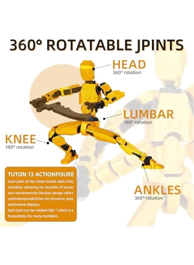 Arabest T13 Action Figure Assembly Completed, Upgraded 3D Printed T13 Action Figure, The Dummy 13 is Very Suitable for Office Desks and Birthday Cake Decorations (Yellow)  - Image 5