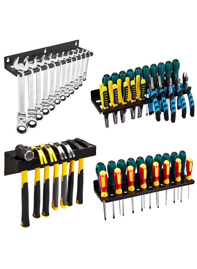 Pilida 4Pcs Wall Mount Tool Organizer Set,Include Screwdriver Organizer,9mm-24mm Wrench Holder,Pliers Holder,Hammer Rack,Galvanized Steel Hand Tool Storage for Workshop,Shed,Garage,Home - Image 1
