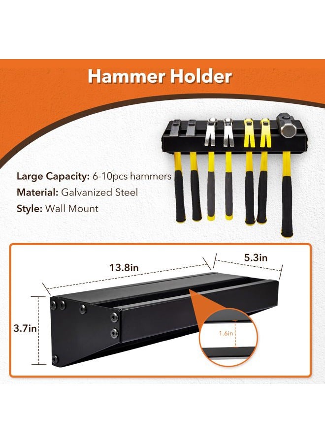 Pilida 4Pcs Wall Mount Tool Organizer Set,Include Screwdriver Organizer,9mm-24mm Wrench Holder,Pliers Holder,Hammer Rack,Galvanized Steel Hand Tool Storage for Workshop,Shed,Garage,Home - Image 5