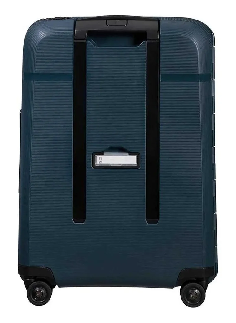 Samsonite blue magnum eco suitcase cabin size 55 cm / 20 inch, 4 spinner wheels, polypropylene, blue|removable divider pads|recyclex material technology|3 point locking system|id tag - 5 years international warranty  | Best Price UAE