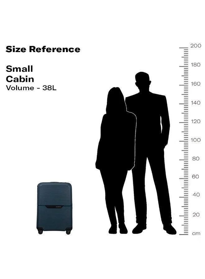 Samsonite blue magnum eco suitcase cabin size 55 cm / 20 inch, 4 spinner wheels, polypropylene, blue|removable divider pads|recyclex material technology|3 point locking system|id tag - 5 years international warranty  | Best Price UAE