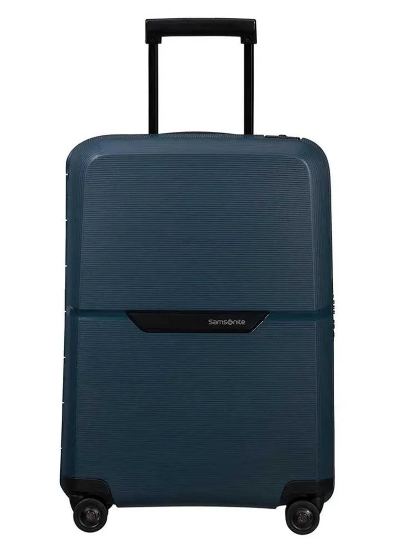 Samsonite blue magnum eco suitcase cabin size 55 cm / 20 inch, 4 spinner wheels, polypropylene, blue|removable divider pads|recyclex material technology|3 point locking system|id tag - 5 years international warranty  | Best Price UAE