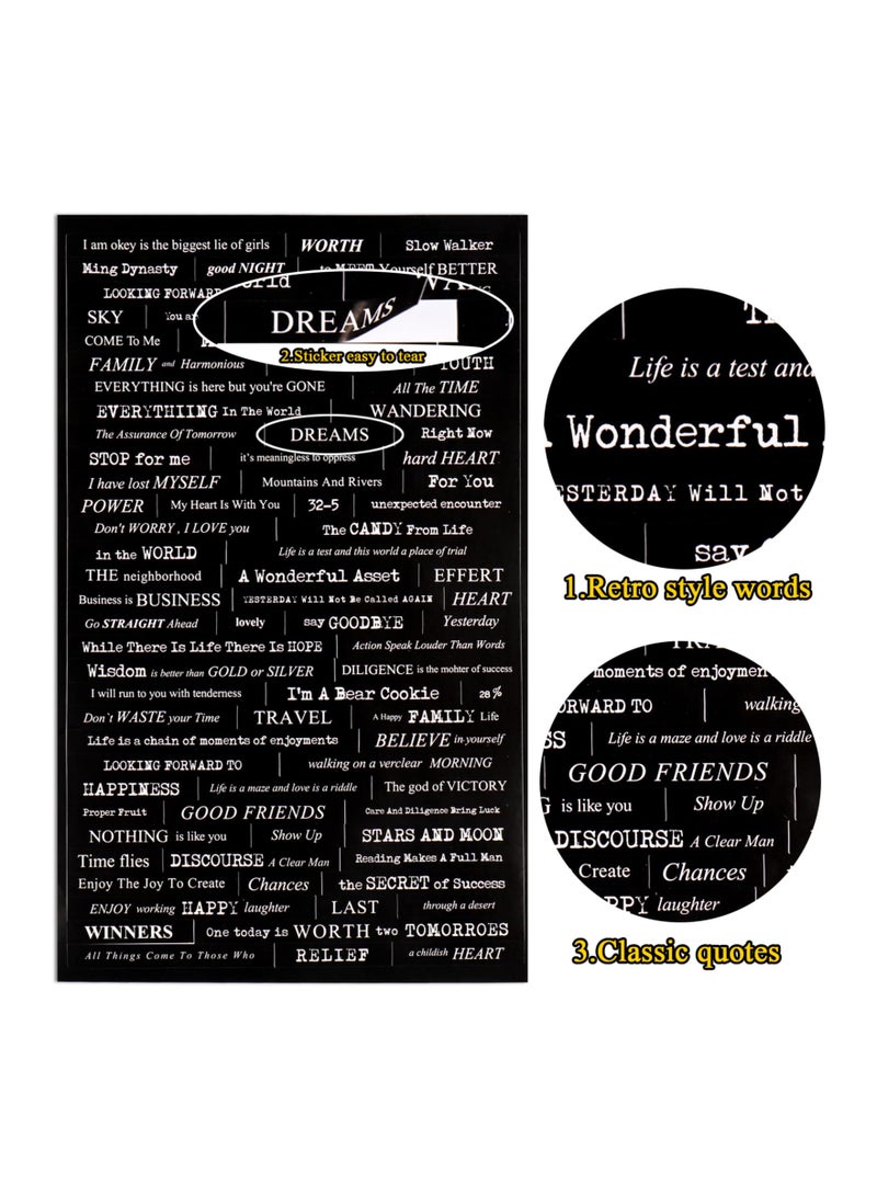 12 Sheet Quote Stickers for Journaling Scrapbooking Supplies, Word Scrapbook Stickers for Junk Journal Supplies, Aesthetic Scrapbook Paper for Bullet Journals Supplies DIY Crafts - Image 2