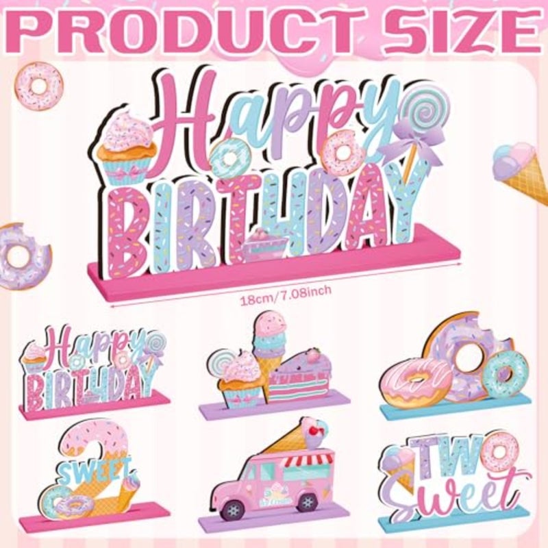 6 Pcs Donut Birthday Party Decorations 2st Birthday Decorations Grow up Party Table Sign Donut Theme Table Decor for Baby Shower Wedding Supplies - Image 2