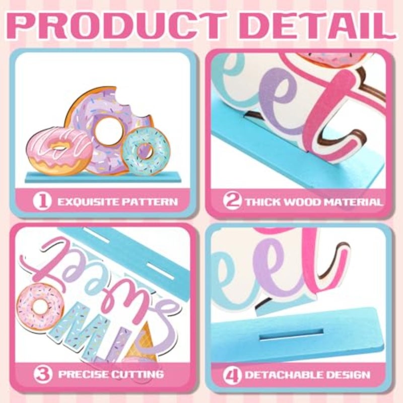 6 Pcs Donut Birthday Party Decorations 2st Birthday Decorations Grow up Party Table Sign Donut Theme Table Decor for Baby Shower Wedding Supplies - Image 4