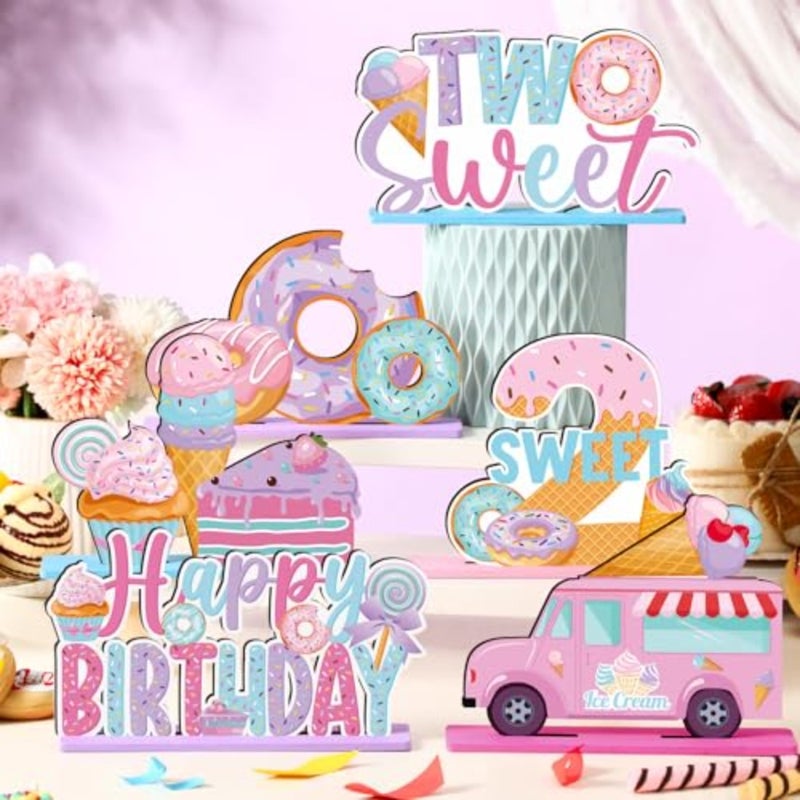 6 Pcs Donut Birthday Party Decorations 2st Birthday Decorations Grow up Party Table Sign Donut Theme Table Decor for Baby Shower Wedding Supplies - Image 3