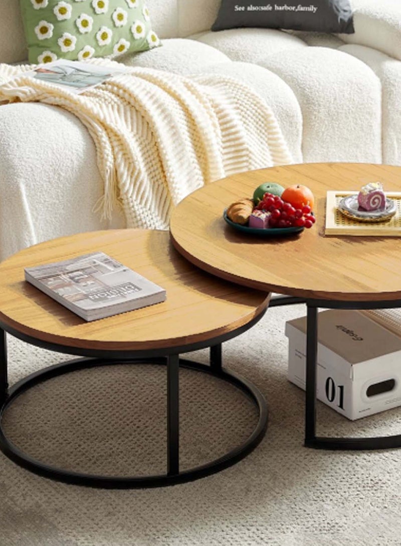 Sharpdo Round Coffee Table Mother and Child Simple Modern Living Room Home Wood Light Luxury Style Combination Table - Image 1