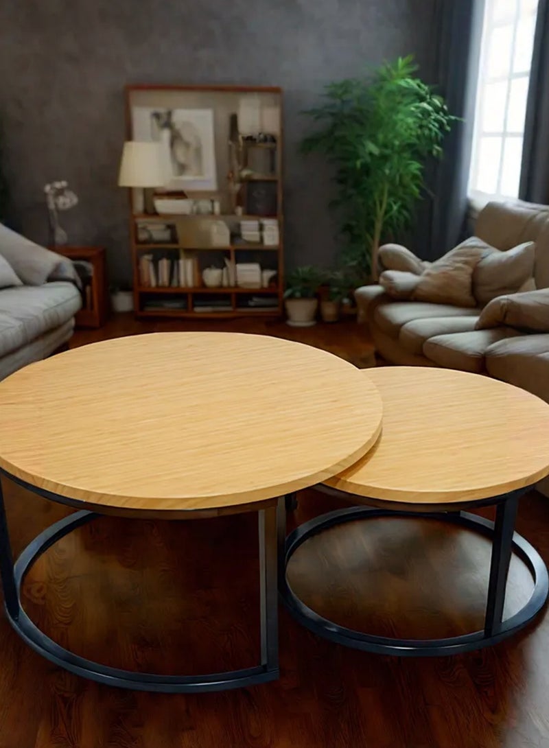 Sharpdo Round Coffee Table Mother and Child Simple Modern Living Room Home Wood Light Luxury Style Combination Table - Image 2