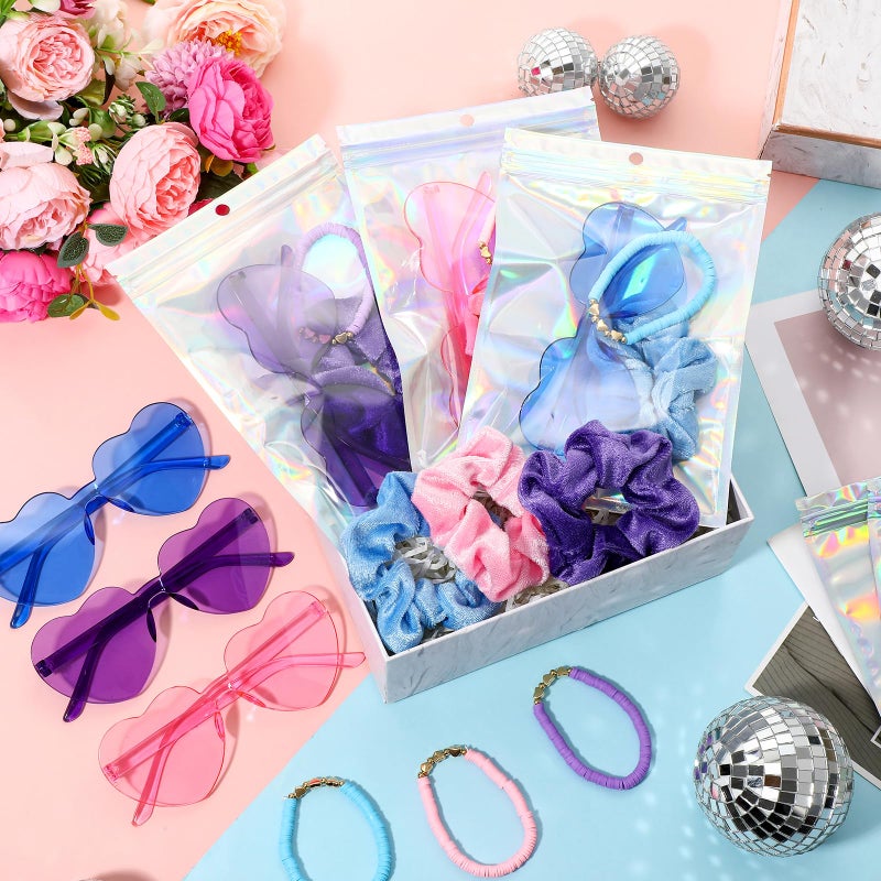 XunYee 48 Pcs Kpop Party Favors Friendship Party Gifts Set Includes Velvet Hair Scrunchies Friendship Bracelets Heart Sunglasses Holographic Gift Bag for Kpop Fans Women(Charming) - Image 3