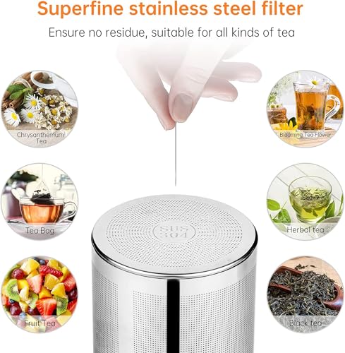 MINO ANT Glass Teapot, 40oz/1200ml Tea Pot with Removable Infuser for Loose Tea, Stovetop Safe Borosilicate Glass Tea Kettle with Strainer and Lid, Hand Crafted Clear Teapot with Scale Line, Tea Brewer Guide - Image 4