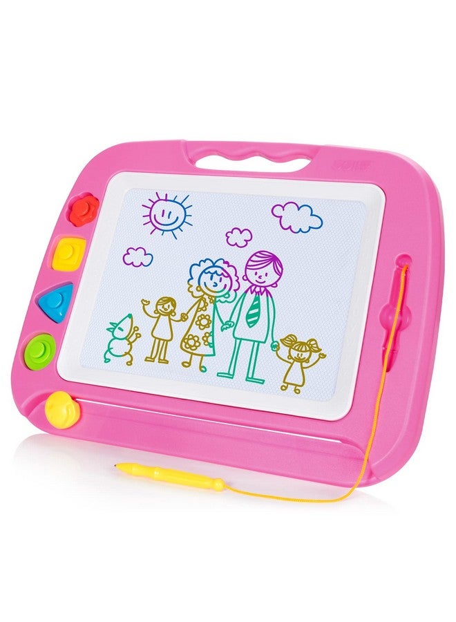 SGILE Large Magnetic Drawing Board 4 Colors 16×13In Writing Painting Doodle Pad With 4 Stamps For Toddlers Learning Educational Toy Etch Sketch Gift For 36+ Month Kids Girls Boys Pink - Image 1