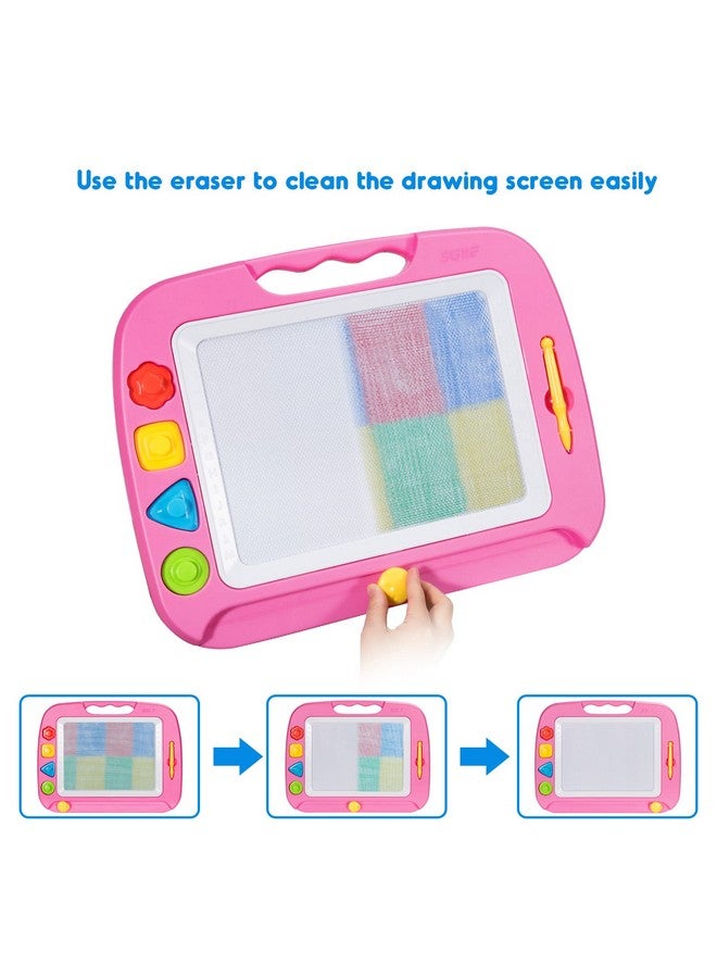 SGILE Large Magnetic Drawing Board 4 Colors 16×13In Writing Painting Doodle Pad With 4 Stamps For Toddlers Learning Educational Toy Etch Sketch Gift For 36+ Month Kids Girls Boys Pink - Image 3