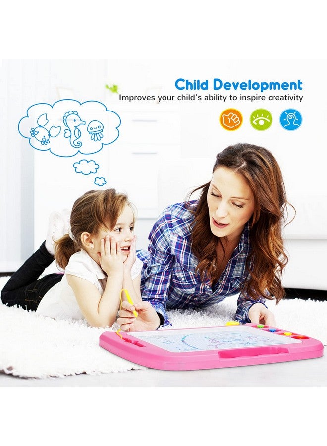 SGILE Large Magnetic Drawing Board 4 Colors 16×13In Writing Painting Doodle Pad With 4 Stamps For Toddlers Learning Educational Toy Etch Sketch Gift For 36+ Month Kids Girls Boys Pink - Image 4