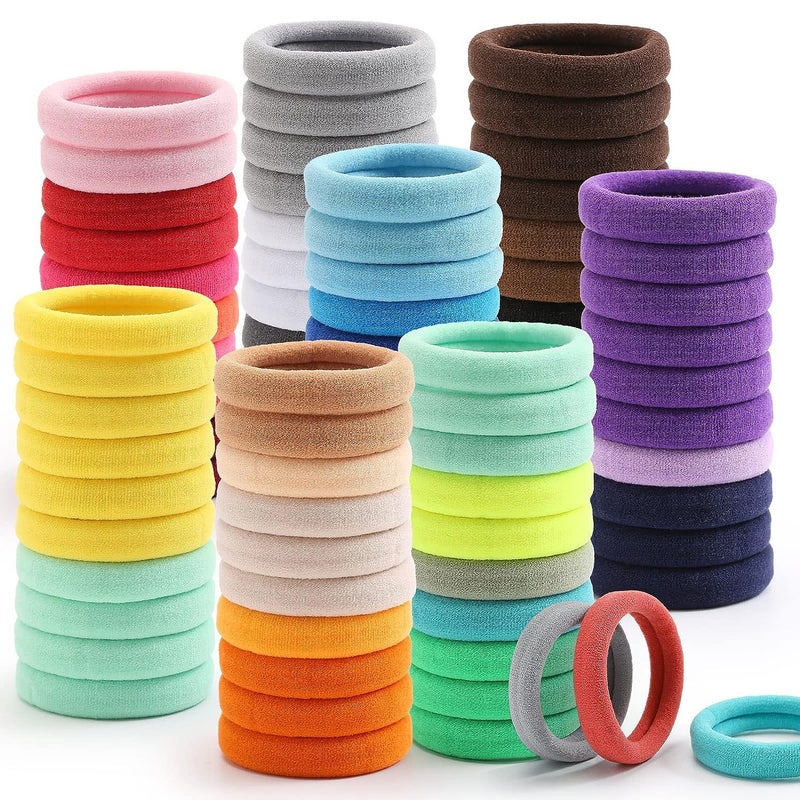 Generic Multi Elastic Hair Ties Seamless Hair Band Ponytail Holder No Crease Damage Elastic Cotton Bands for Womens Hair 100 Multi Assorted 