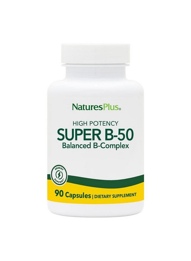 Nature's Plus Naturesplus Super B50 90 Vegetarian Capsules High Potency B Complex Vitamin Supplement Brain & Energy Booster Gluten Free 90 Servings - Image 2