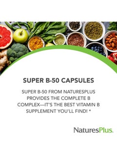 Nature's Plus Naturesplus Super B50 90 Vegetarian Capsules High Potency B Complex Vitamin Supplement Brain & Energy Booster Gluten Free 90 Servings  - Image 4
