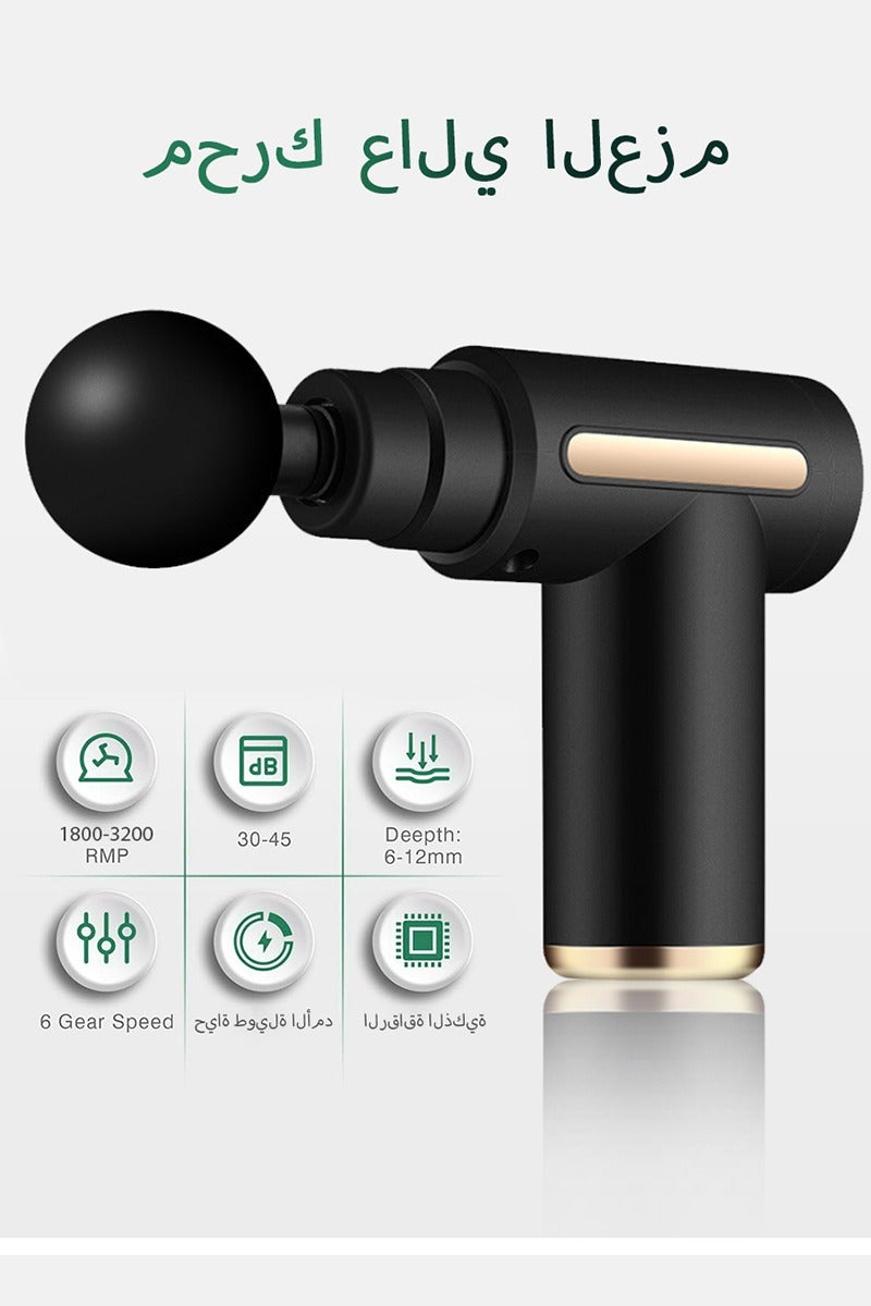 DPTER Mini Massage Gun Deep Tissue Massager, Handheld Percussion Massager with 6 Speeds and 4 Massage Heads, Quiet Portable Electric Massager for Muscle Pain Relief, Black - Image 2
