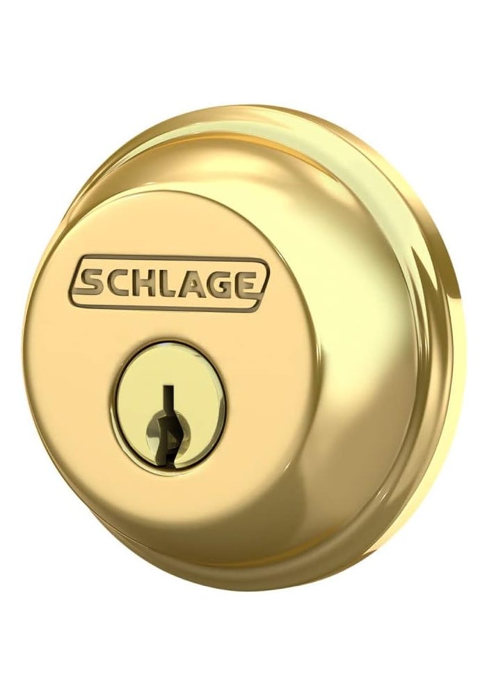 Schlage B60N505 Single Cylinder Deadbolt in Bright Brass Finish - Image 5