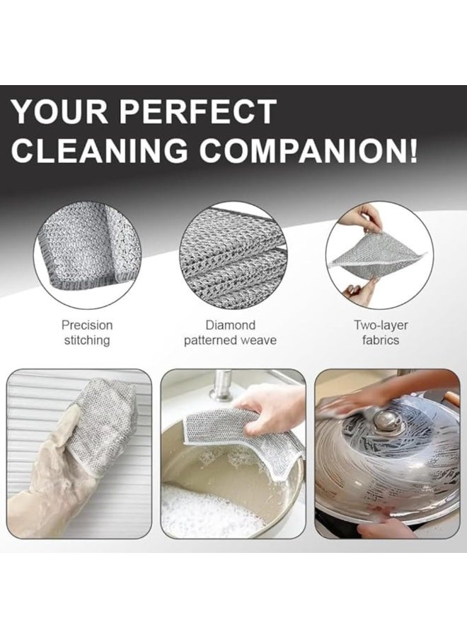 بيتا 6 قطع من قماش غسيل الأطباق السلكي ذو الطبقتين، متعدد الاستخدامات، غير قابل للخدش، متين، مناسب للتنظيف الرطب والجاف، مناشف تنظيف من الأسلاك الفولاذية قابلة لإعادة الاستخدام، مناسبة لأطباق المطبخ والموقد - Image 5