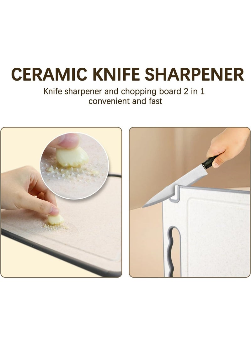 Cutting Board, 14”×10”Chopping Board with Sharpening Block,304 Stainless Steel Cutting Board for Meat, Vegetable Fruit with Easy Grip Handle,BPA Free,Non-Slip,Double-Side Using