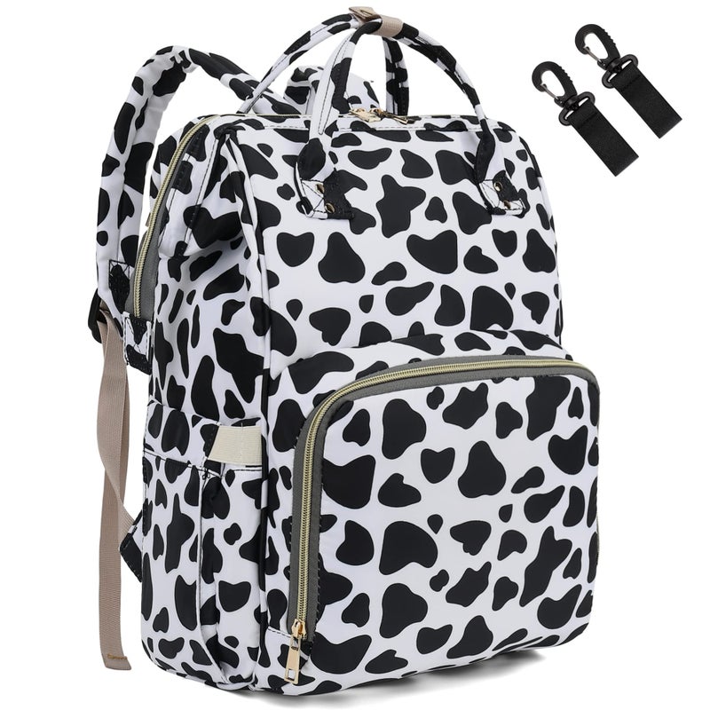 Yusudan Cow Print Diaper Bag Backpack for Baby Girls Boys Waterproof Large Nappy Bags for Mom with Stroller Straps - Image 2