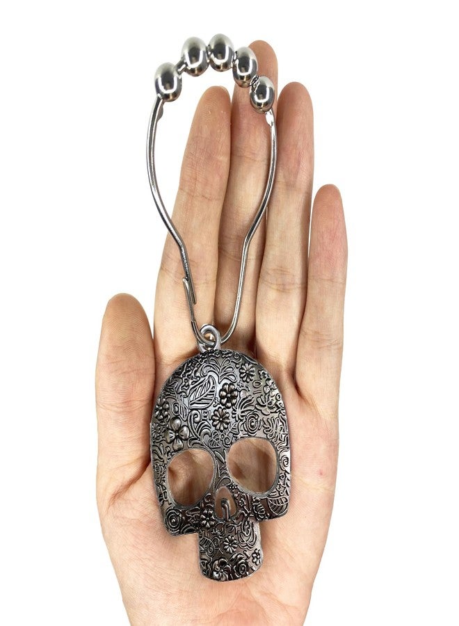 ZILucky Set of 12 Sugar Skull Shower Curtain Hooks Decorative Home Bathroom Stainless Steel Rustproof Skeletons Shower Curtain Rings Decor Accessories (Black) - Image 3