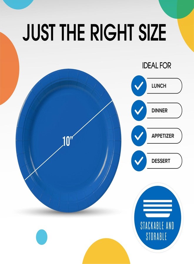 Party Solids Exquisite Dark Blue Paper Plates Disposable Heavy Duty 10 Inch Blue Disposable Plates For Party 50 Pcs Heavy Duty Paper Plate 350 GSM, Birthday Party Supplies Plate Set - Image 2
