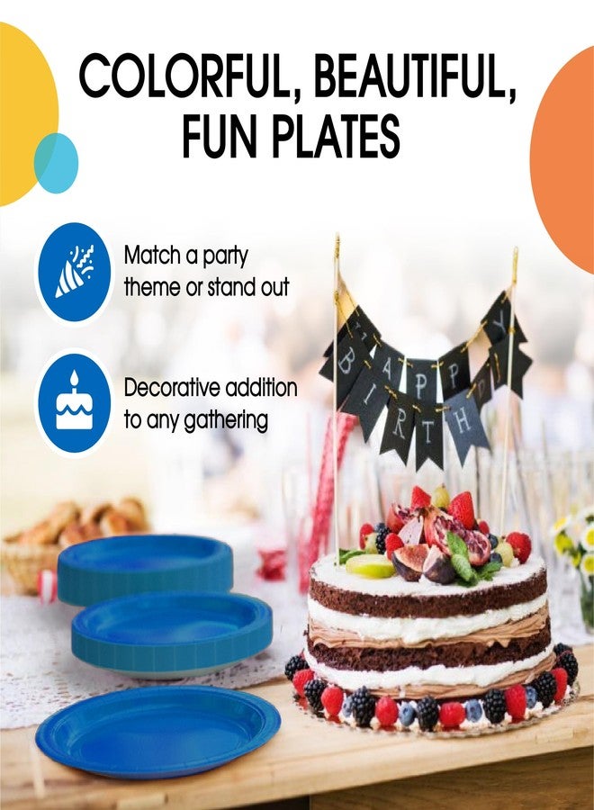 Party Solids Exquisite Dark Blue Paper Plates Disposable Heavy Duty 10 Inch Blue Disposable Plates For Party 50 Pcs Heavy Duty Paper Plate 350 GSM, Birthday Party Supplies Plate Set - Image 4