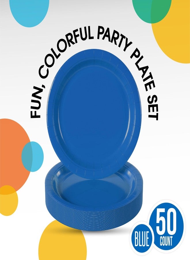 Party Solids Exquisite Dark Blue Paper Plates Disposable Heavy Duty 10 Inch Blue Disposable Plates For Party 50 Pcs Heavy Duty Paper Plate 350 GSM, Birthday Party Supplies Plate Set - Image 3