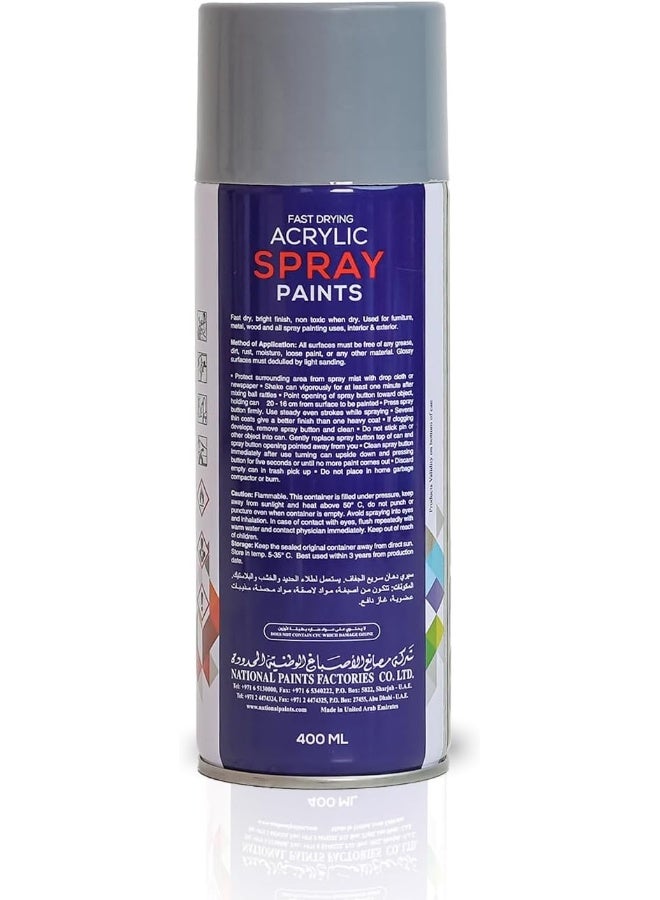 NATIONAL PAINTS Fast Drying Acrylic Spray Paint - Grey 105 - Image 2