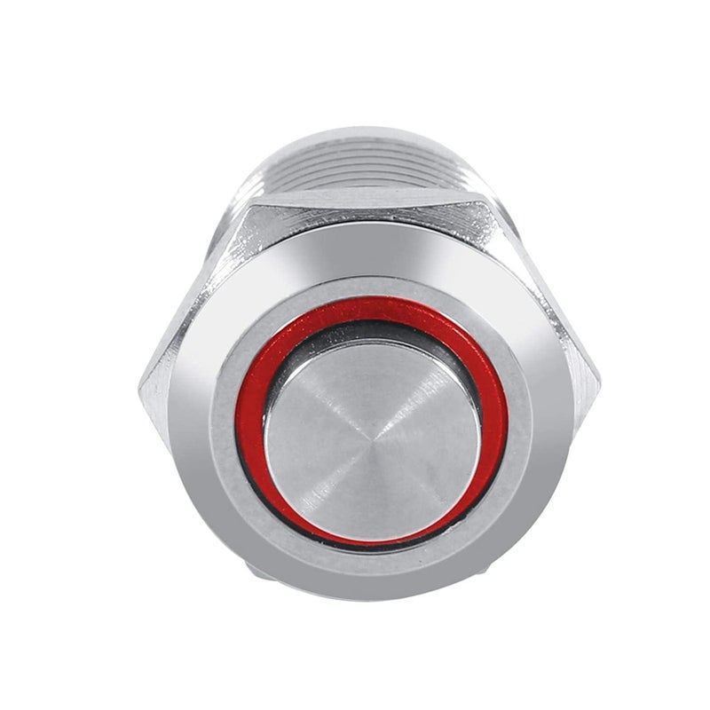 MaisonUp Maison Up Pack of 2 12mm Red Ring Light 12 Volts SelfLock Metal PushButton Switch - Image 2