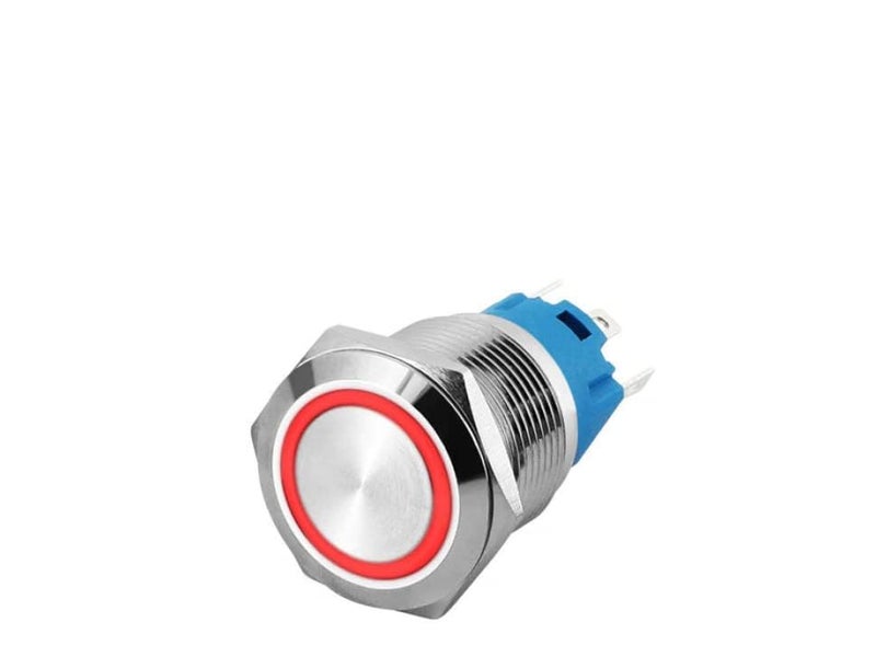 MaisonUp Maison Up Pack of 2 12mm Red Ring Light 12 Volts SelfLock Metal PushButton Switch - Image 1