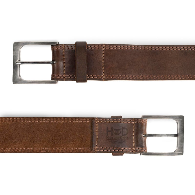 Hide & Drink, Men's Two Row Stitch Leather Belt Handmade :: Bourbon Brown (Size 38) - Image 4